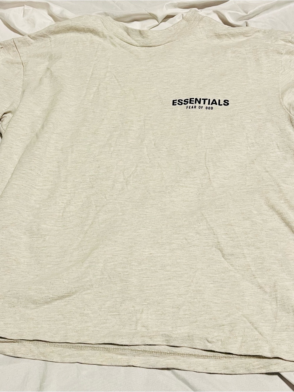 Essentials Short Sleeve Fear Of God Tee in Light gray with Black Logo S